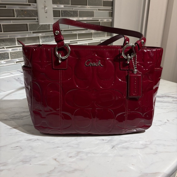 Coach Handbags - Coach Gallery Embossed Patent Leather monogram tote bag purse